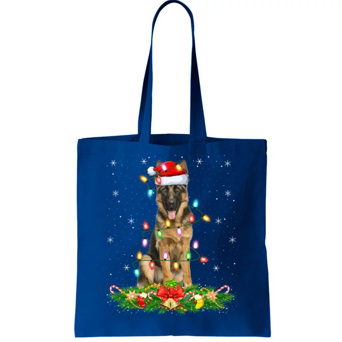 Lighting Xmas Santa Ger Shepherd Dog Christmas Gift Tote Bag