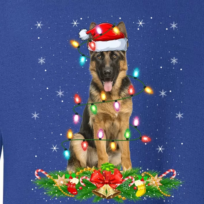 Lighting Xmas Santa Ger Shepherd Dog Christmas Gift Toddler Sweatshirt