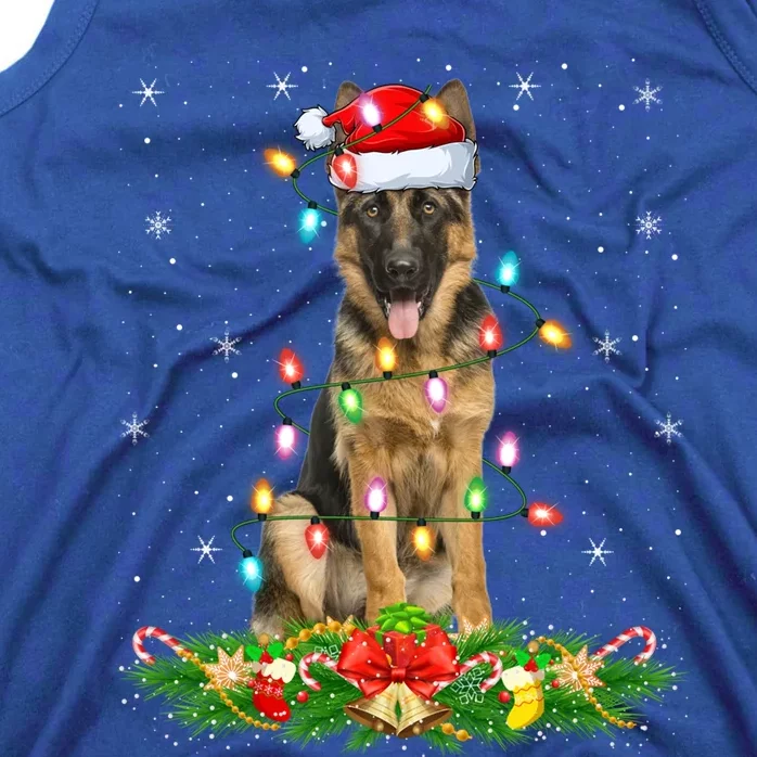 Lighting Xmas Santa Ger Shepherd Dog Christmas Gift Tank Top