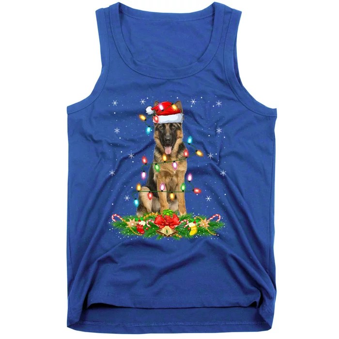 Lighting Xmas Santa Ger Shepherd Dog Christmas Gift Tank Top