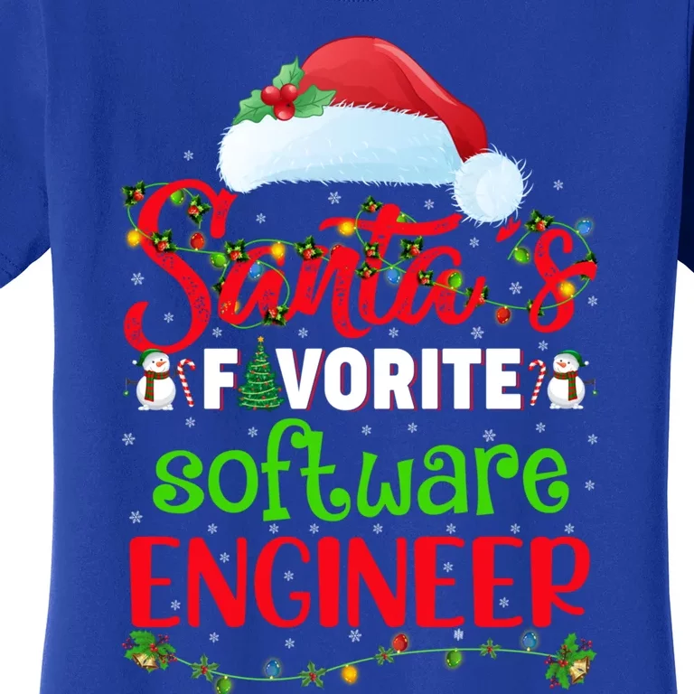 Lighting Xmas SantaS Favorite Software Engineer Christmas Cute Gift Women's T-Shirt