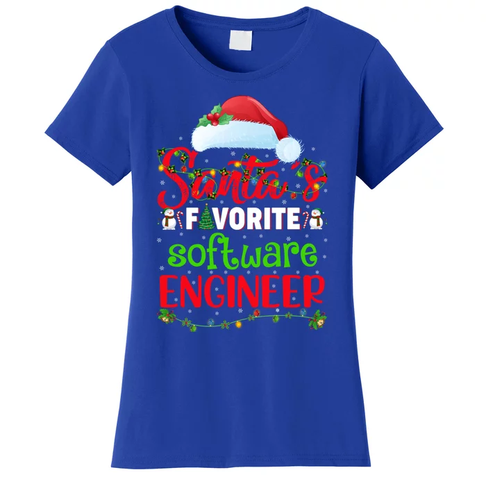 Lighting Xmas SantaS Favorite Software Engineer Christmas Cute Gift Women's T-Shirt