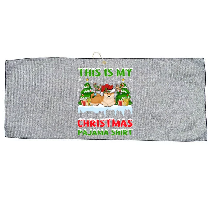 Lighting Xmas This Is My Akita Dog Christmas Pajama Gift Large Microfiber Waffle Golf Towel