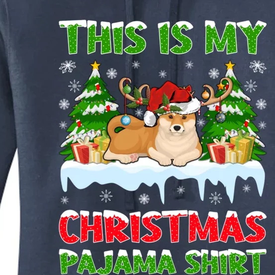 Lighting Xmas This Is My Akita Dog Christmas Pajama Gift Women's Pullover Hoodie