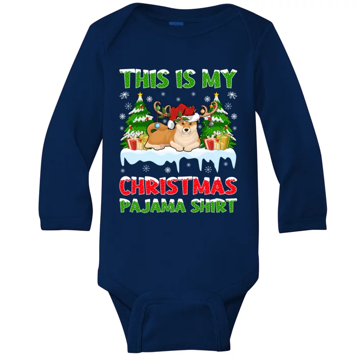 Lighting Xmas This Is My Akita Dog Christmas Pajama Gift Baby Long Sleeve Bodysuit