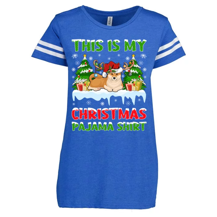 Lighting Xmas This Is My Akita Dog Christmas Pajama Gift Enza Ladies Jersey Football T-Shirt