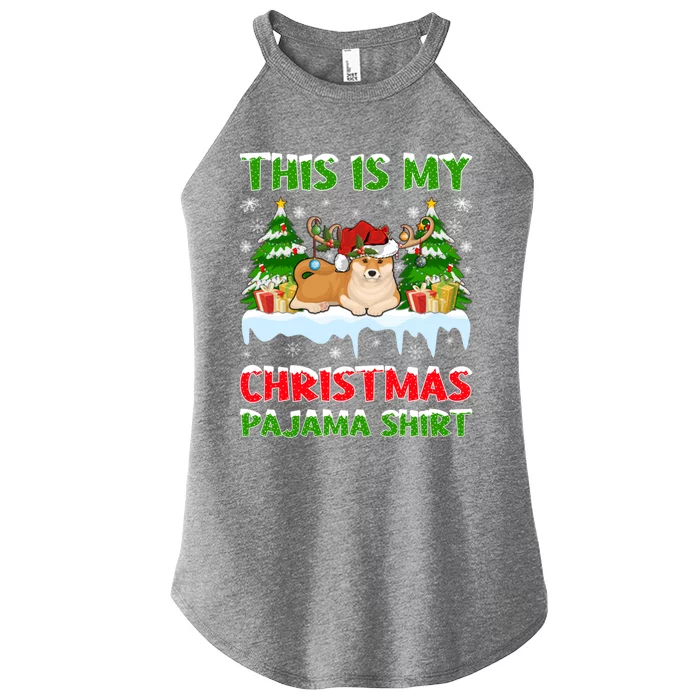 Lighting Xmas This Is My Akita Dog Christmas Pajama Gift Women’s Perfect Tri Rocker Tank