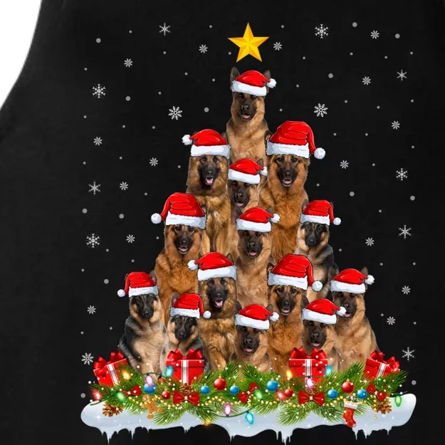 Lighting Xmas Tree Santa Christmas Ger Shepherd Dog Cute Gift Ladies Tri-Blend Wicking Tank