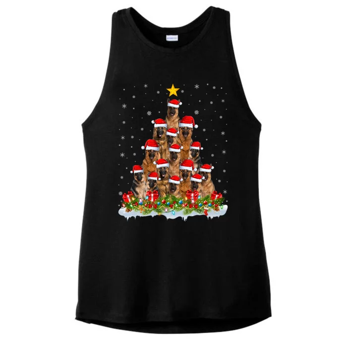 Lighting Xmas Tree Santa Christmas Ger Shepherd Dog Cute Gift Ladies Tri-Blend Wicking Tank