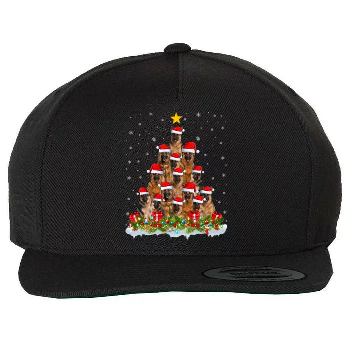 Lighting Xmas Tree Santa Christmas Ger Shepherd Dog Cute Gift Wool Snapback Cap