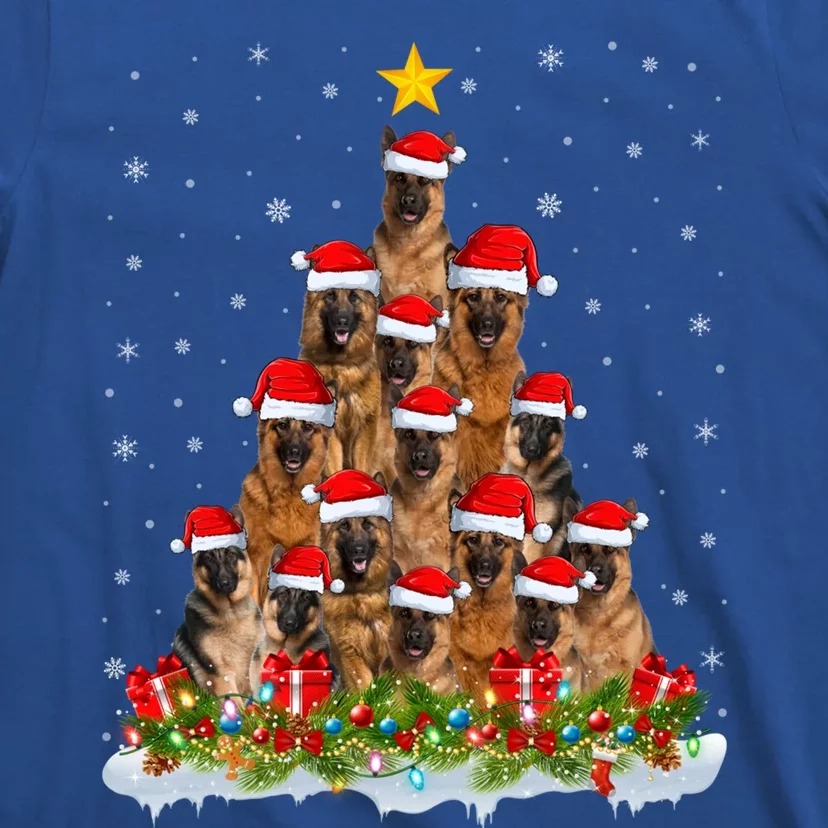 Lighting Xmas Tree Santa Christmas Ger Shepherd Dog Cute Gift T-Shirt