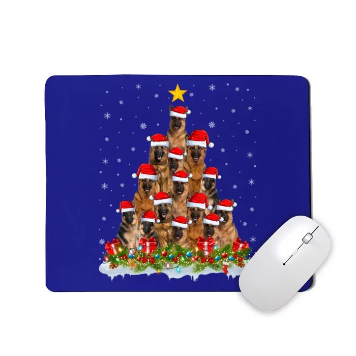 Lighting Xmas Tree Santa Christmas Ger Shepherd Dog Cute Gift Mousepad