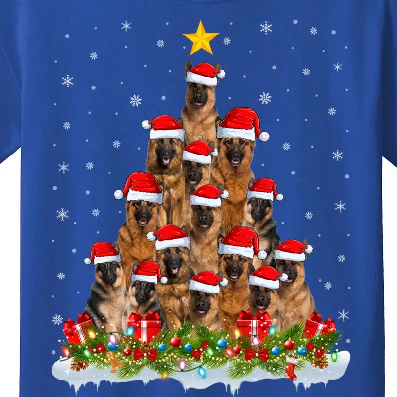 Lighting Xmas Tree Santa Christmas Ger Shepherd Dog Cute Gift Kids T-Shirt