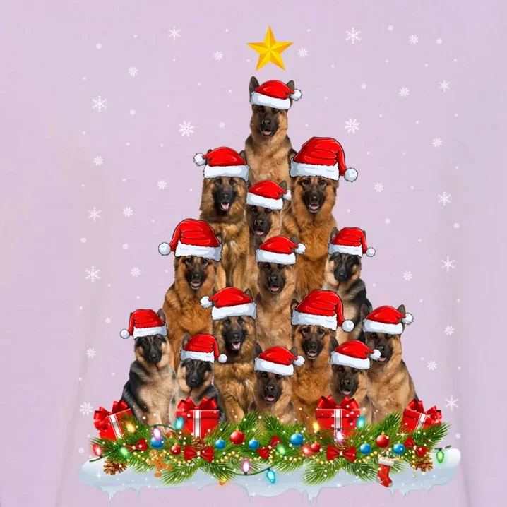 Lighting Xmas Tree Santa Christmas Ger Shepherd Dog Cute Gift Garment-Dyed Sweatshirt