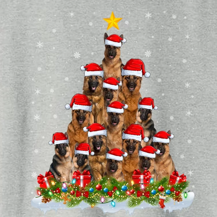 Lighting Xmas Tree Santa Christmas Ger Shepherd Dog Cute Gift Women's Crop Top Tee