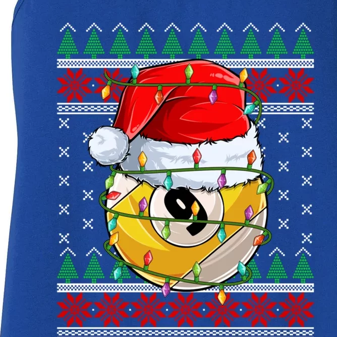 Lighting Xmas Ugly Sweater Style Billiards Christmas Cute Gift Women's Racerback Tank