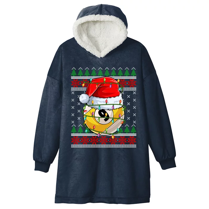 Lighting Xmas Ugly Sweater Style Billiards Christmas Cute Gift Hooded Wearable Blanket