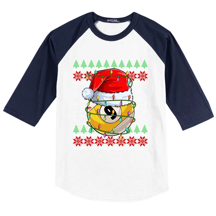 Lighting Xmas Ugly Sweater Style Billiards Christmas Cute Gift Baseball Sleeve Shirt