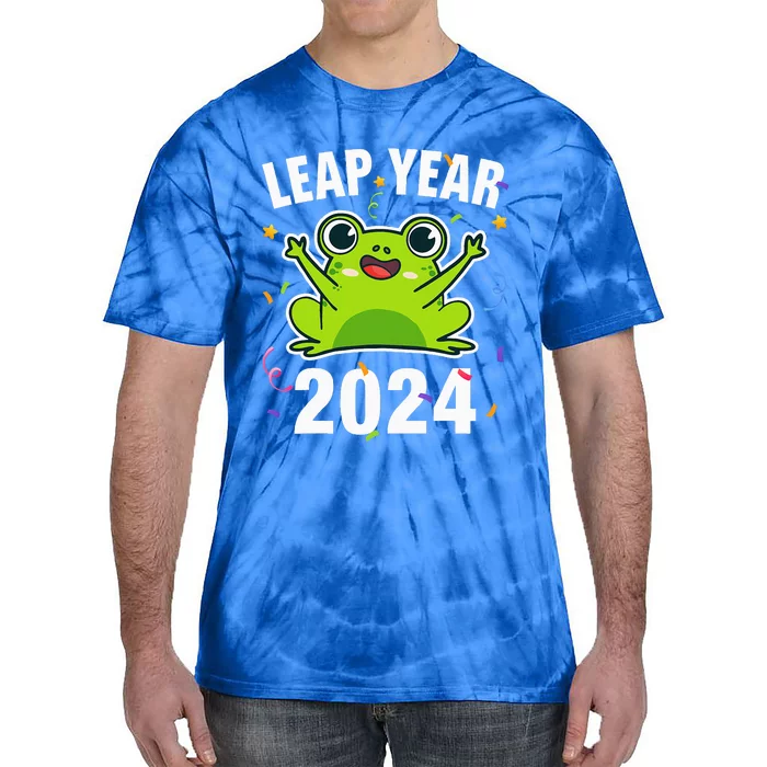 Leap Year 2024 Cute Frog Leap Day Birthday Tie-Dye T-Shirt