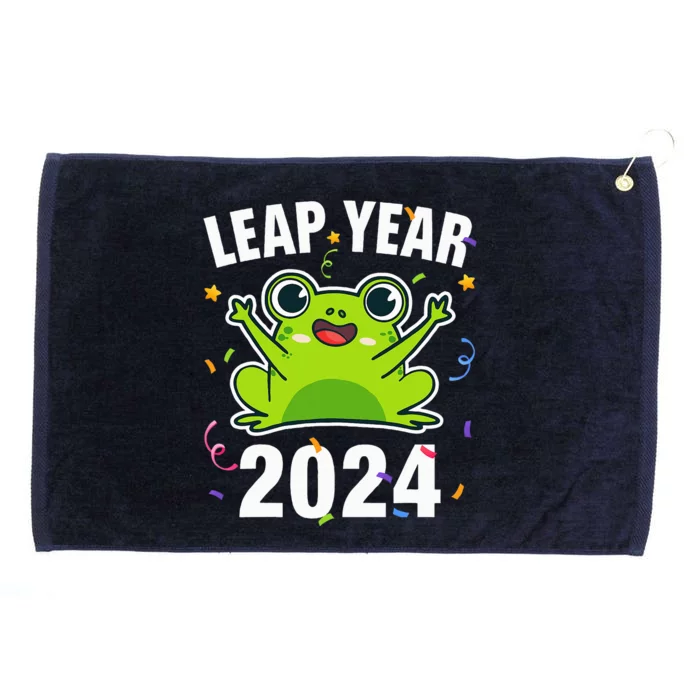 Leap Year 2024 Cute Frog Leap Day Birthday Grommeted Golf Towel