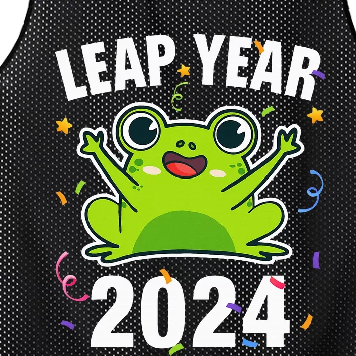 Leap Year 2024 Cute Frog Leap Day Birthday Mesh Reversible Basketball Jersey Tank