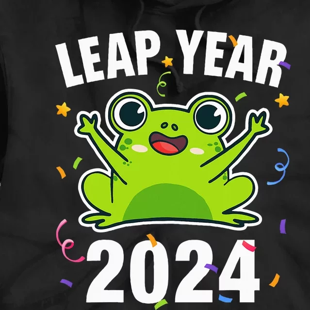 Leap Year 2024 Cute Frog Leap Day Birthday Tie Dye Hoodie