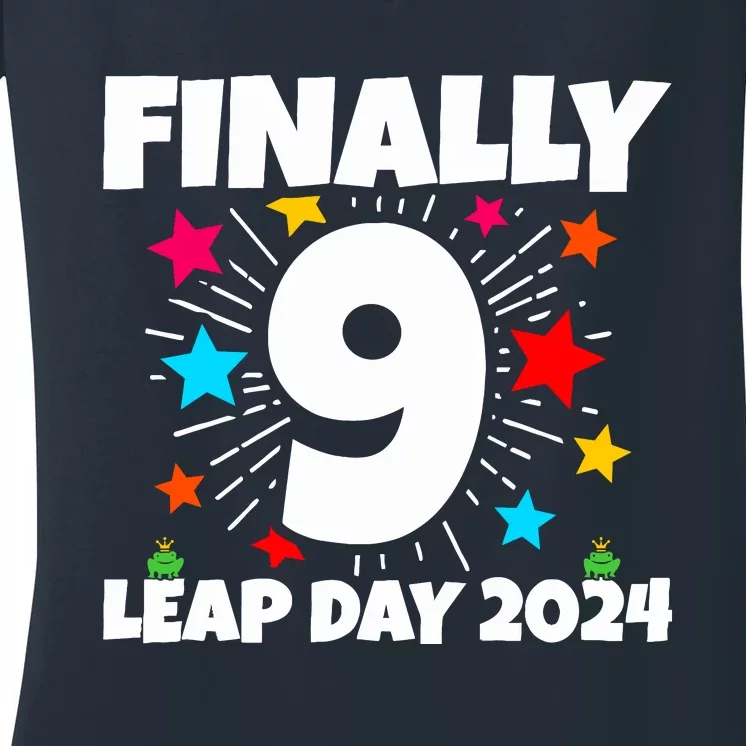 Leap Year 2024 36th Birthday Leap Day Birthday 2024 Women's V-Neck T-Shirt