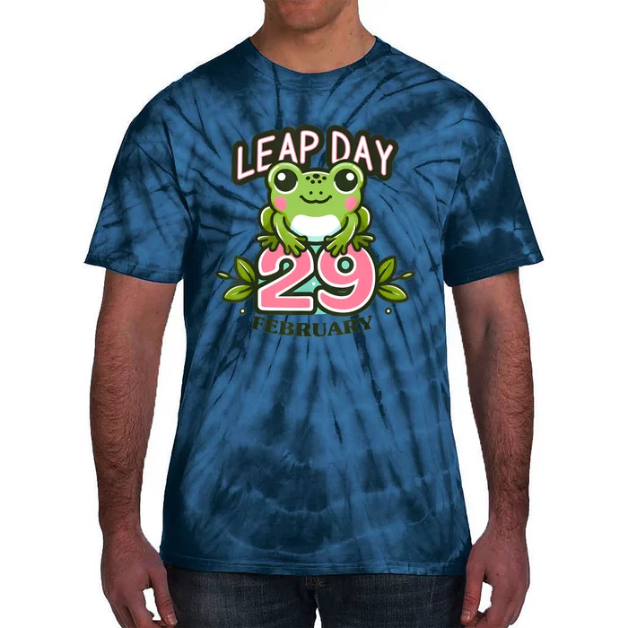 Leap Year 2024 Cute Frog Leap Day Birthday Tie-Dye T-Shirt