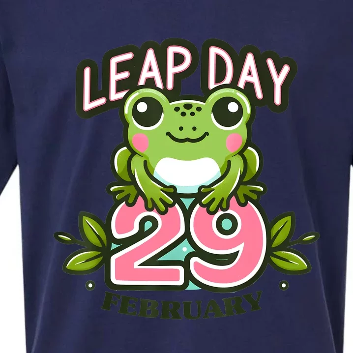 Leap Year 2024 Cute Frog Leap Day Birthday Sueded Cloud Jersey T-Shirt