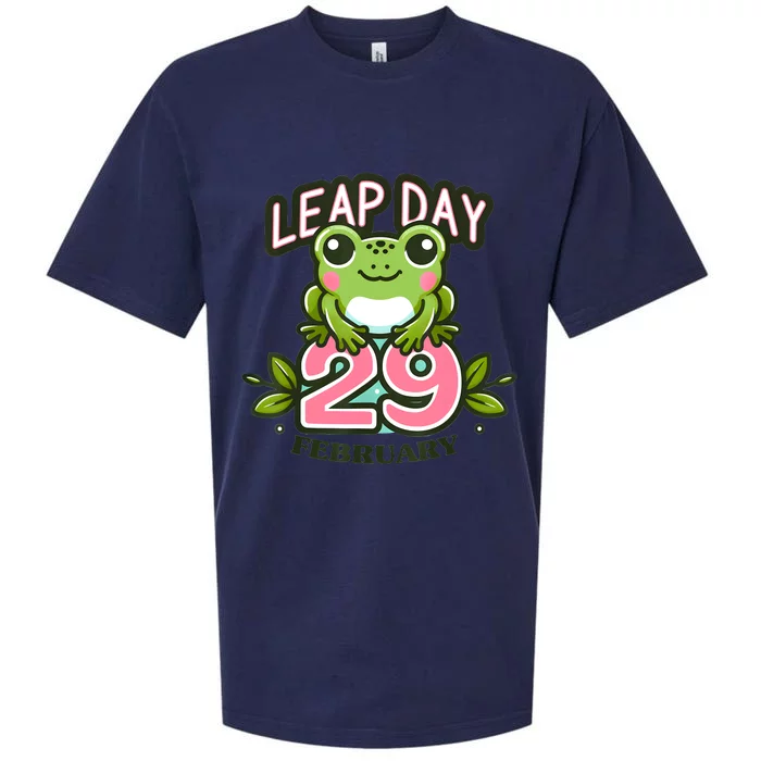 Leap Year 2024 Cute Frog Leap Day Birthday Sueded Cloud Jersey T-Shirt