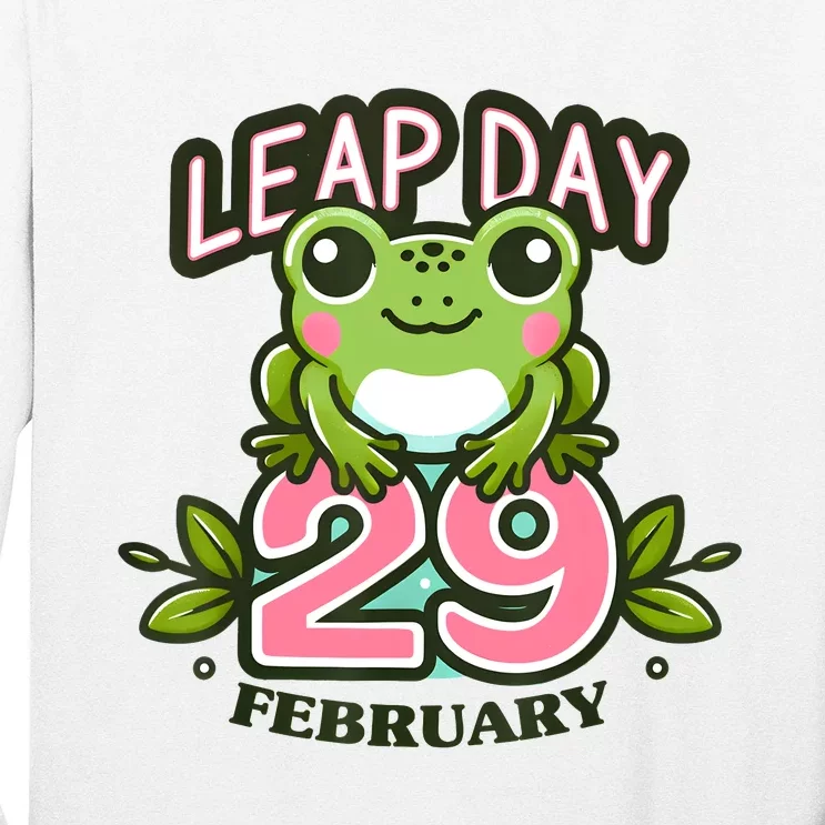 Leap Year 2024 Cute Frog Leap Day Birthday Long Sleeve Shirt