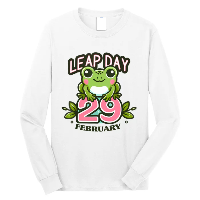 Leap Year 2024 Cute Frog Leap Day Birthday Long Sleeve Shirt