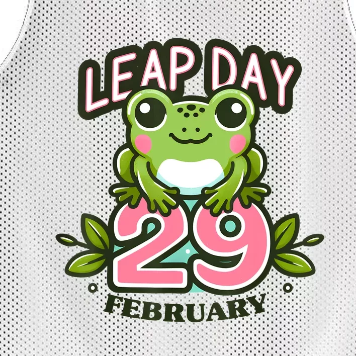 Leap Year 2024 Cute Frog Leap Day Birthday Mesh Reversible Basketball Jersey Tank