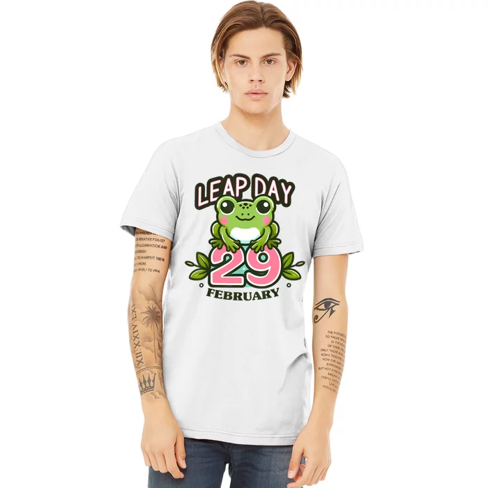 Leap Year 2024 Cute Frog Leap Day Birthday Premium T-Shirt