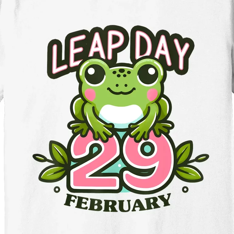 Leap Year 2024 Cute Frog Leap Day Birthday Premium T-Shirt