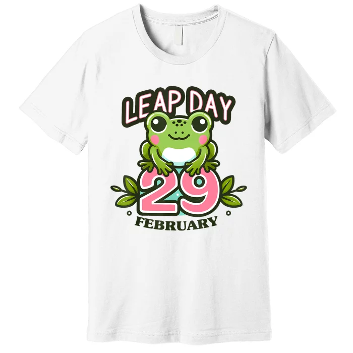 Leap Year 2024 Cute Frog Leap Day Birthday Premium T-Shirt