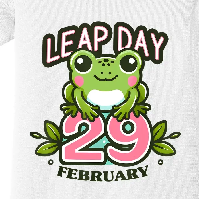 Leap Year 2024 Cute Frog Leap Day Birthday Baby Bodysuit