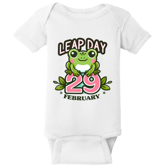 Leap Year 2024 Cute Frog Leap Day Birthday Baby Bodysuit