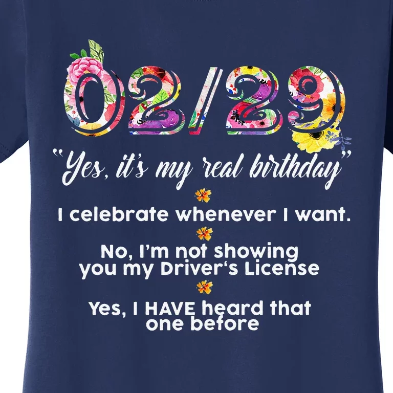 Leap Year Birthday Floral Funny Women's T-Shirt