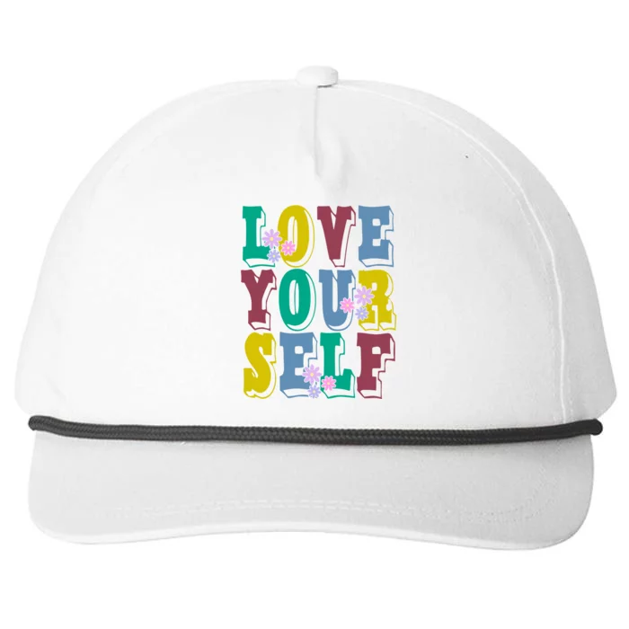 Love Yourself Cute Flower Snapback Five-Panel Rope Hat