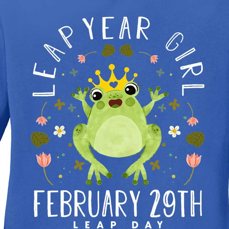 Leap Year Cute Frog Leap Day Birthday Ladies Long Sleeve Shirt