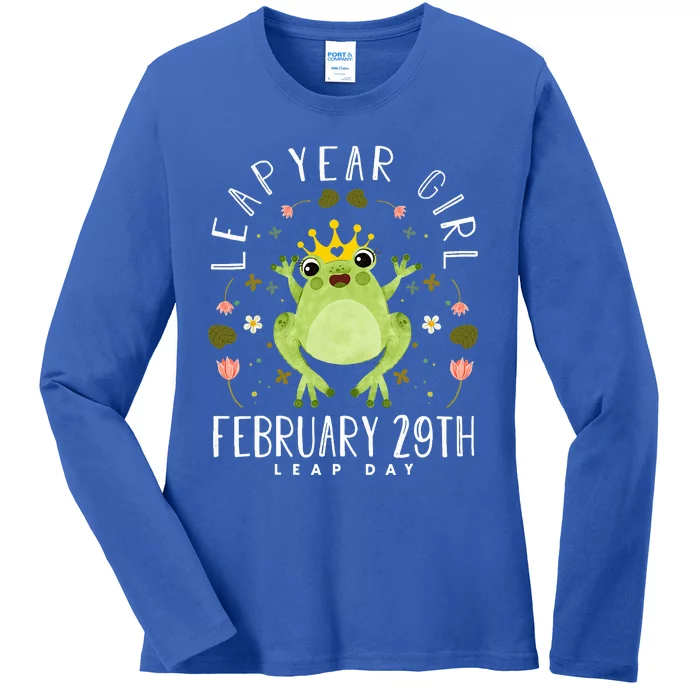 Leap Year Cute Frog Leap Day Birthday Ladies Long Sleeve Shirt