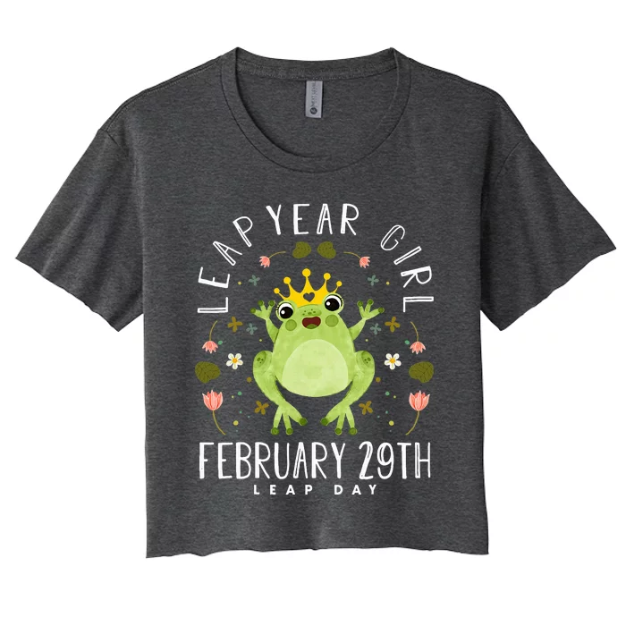 Leap Year Cute Frog Leap Day Birthday Women's Crop Top Tee