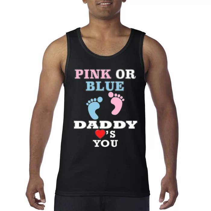 Loves You Dad Gender Reveal Baby Shower Tank Top