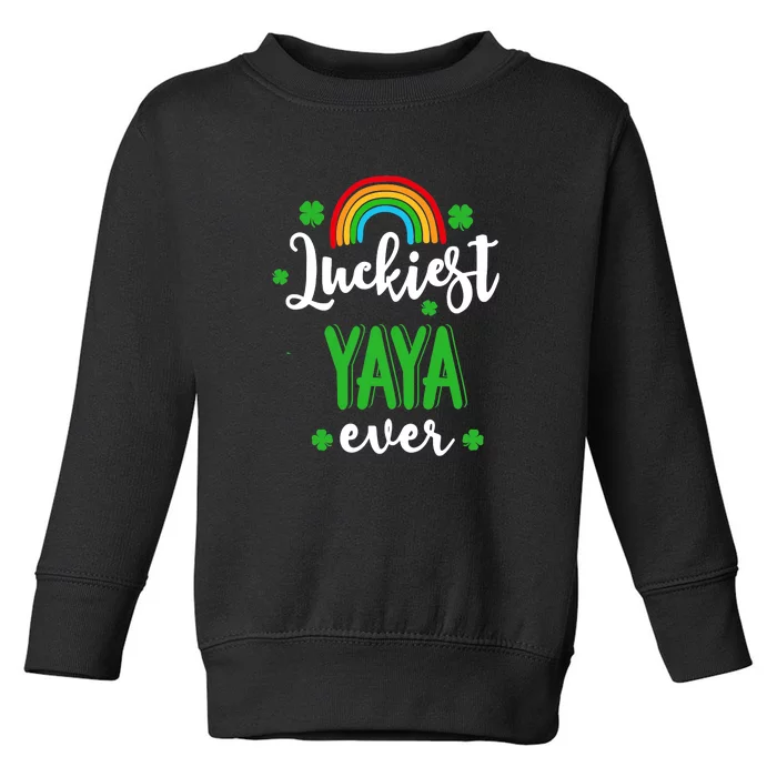 Luckiest Yaya Ever St.Patrick's Day Rainbow Clovers Toddler Sweatshirt