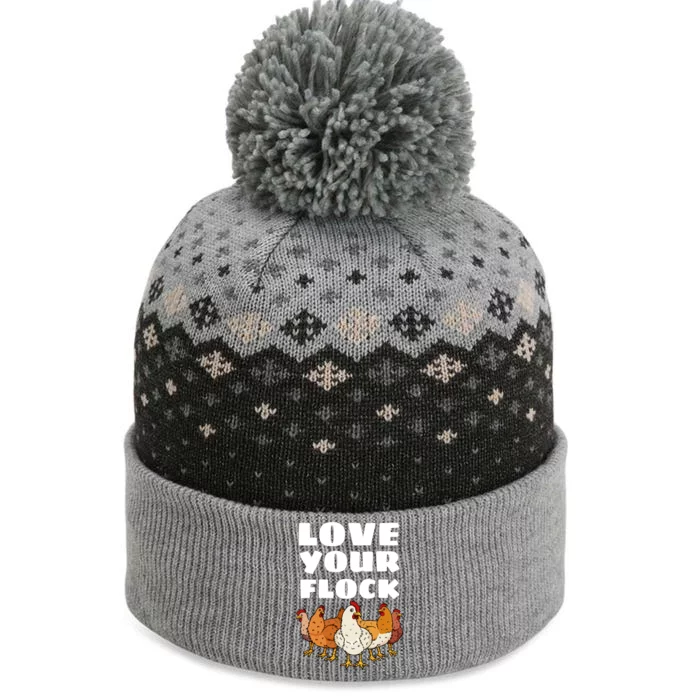 Love Your Flock Chicken Lover Hen Poultry Farmer Rooster Gift The Baniff Cuffed Pom Beanie