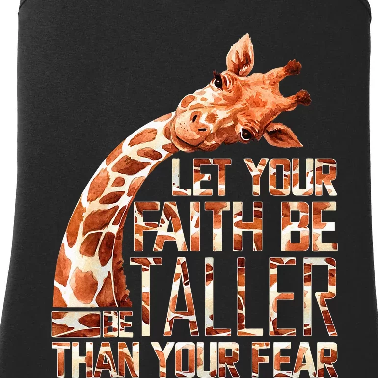 Let Your Faith Be Taller Than Your Fear Giraffe Ladies Essential Tank