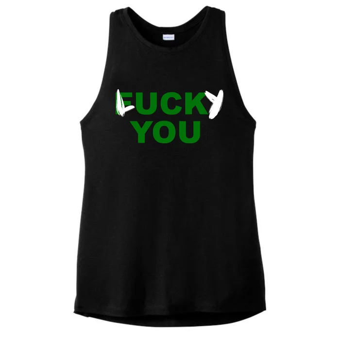 Lucky You F*ck You Funny St Patrick's Day Ladies Tri-Blend Wicking Tank