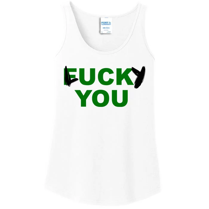 Lucky You F*ck You Funny St Patrick's Day Ladies Essential Tank