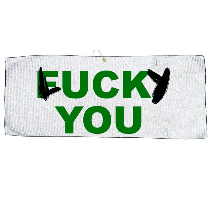 Lucky You F*ck You Funny St Patrick's Day Large Microfiber Waffle Golf Towel